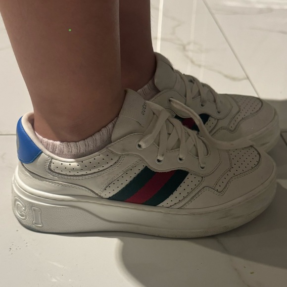 GUCCI CHILDREN'S LEATHER SNEAKER WITH WEB - Picture 2 of 6